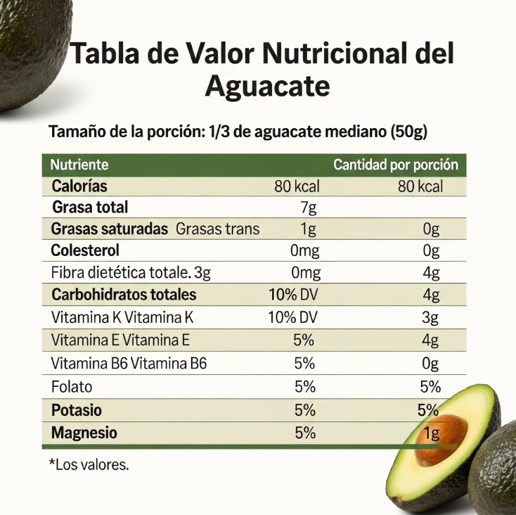 Tabla Nutricional de PALTA