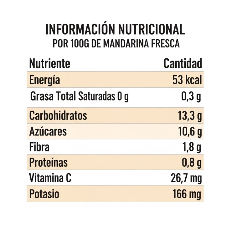 Tabla Nutricional de MANDARINA